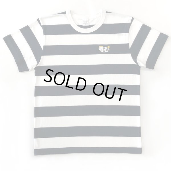 画像1: Tシャツ　刺繍ボーダー 紺/白 (1)